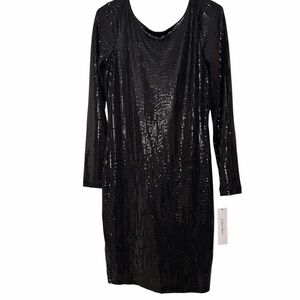 Calvin Klein Black Sequin Long Sleeve Dress